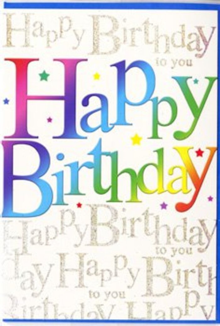 In this photograph, a single birthday card stands as the focal point, its design exuding a bright, easygoing festivity that feels right at home in De Beauvoir Town. The central greeting, Happy Birthday, stretches across the front of the card in large, friendly letters. Each letter carries a softly blended gradient, starting in juicy berry reds and rich pinks at one end, flowing seamlessly through violets, blues, and cool greens, then finishing in sunny yellows and golds at the other. The effect is reminiscent of a carefully curated row of fairy lights hanging over a garden gathering near De Beauvoir Crescent, each one glowing a different shade but working together in harmony. The inks look slightly glossy and smooth, suggesting a gentle sheen that would catch natural light beautifully. Behind this bold statement, the background is adorned with a repeating line of golden cursive text, Happy Birthday to you, written in fine, looping script that covers the whole surface. The gold lettering shimmers lightly, like a dusting of fine glitter or early morning sunlight gleaming on the canal path, adding a sophisticated sparkle that contrasts with the playful rainbow letters. Tiny multicoloured stars and dot-like confetti are scattered here and there, nestled between the shapes, implying movement and joy without overcrowding the composition. Every element feels intentionally placed, as though arranged with the same care a florist uses when balancing bright blooms with delicate foliage. The result is a card that feels joyful but not loud, polished yet heartfelt-a perfect partner to a bouquet delivered locally, ready to brighten a birthday table in a De Beauvoir Town kitchen or living room.